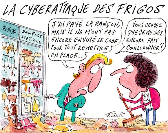 Dessin: Cyberattaque Danfoss : la distribution alimentaire découvre l’hygiène numérique
